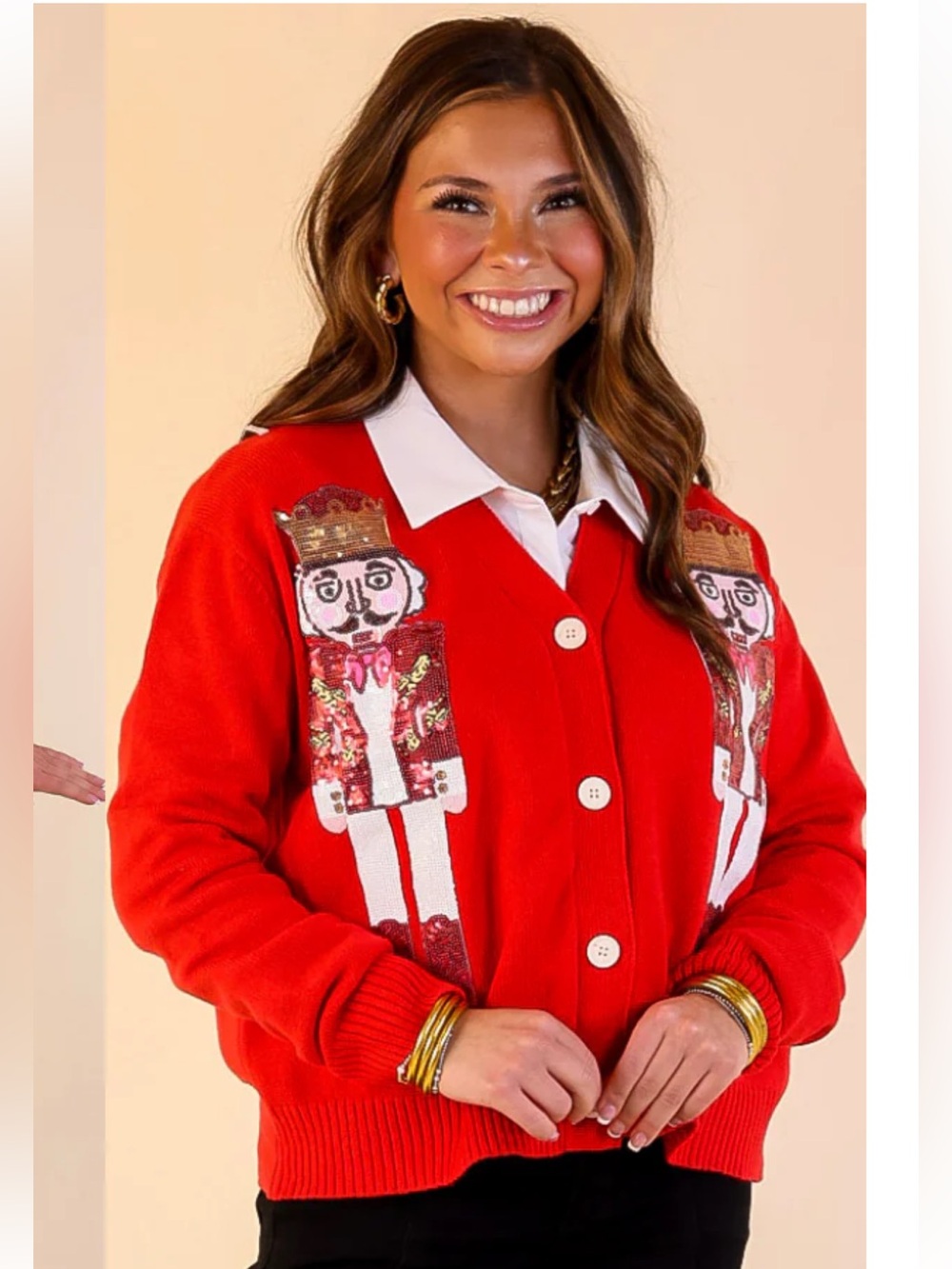 Queen of Sparkles Red Nutcracker Leopard Cheetah Cardigan XS
